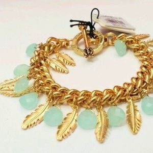Juicy Couture Feather and Turquoise Stone Bracelet